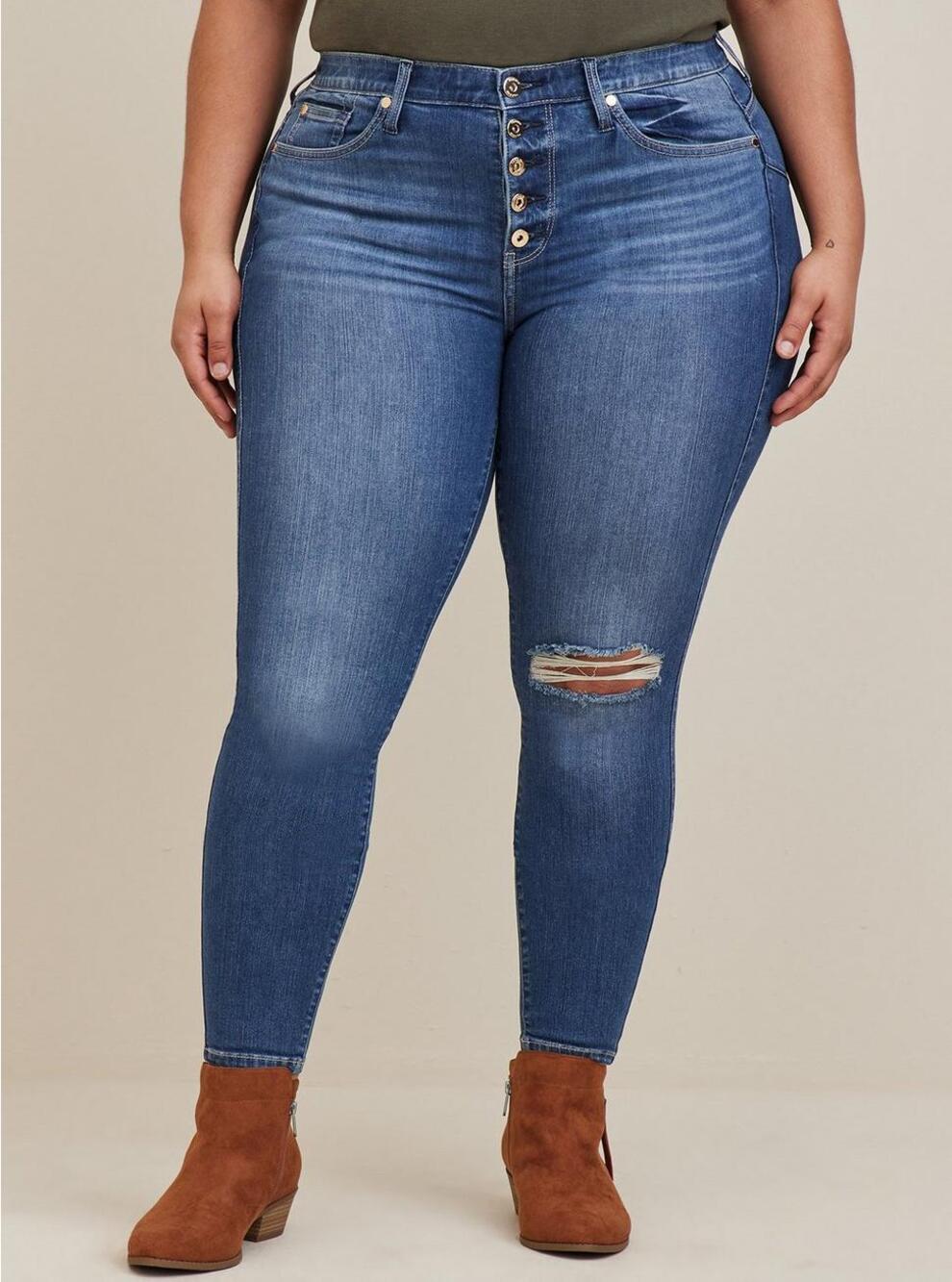 Torrid Bombshell Skinny Premium Stretch High Rise Dark Wash Jeans Size 16R
